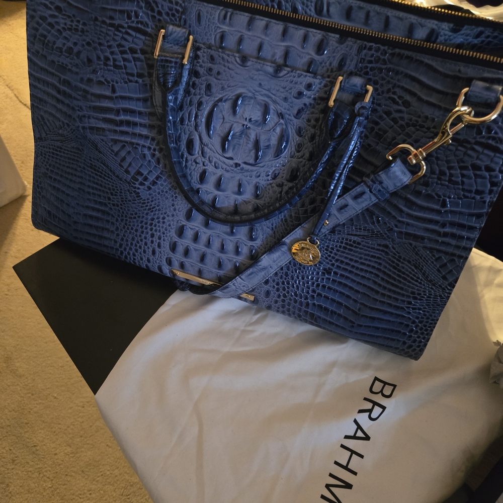 Brahmin Blue Crocodile Embossed Women's Bag